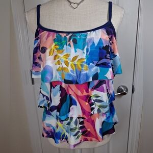 NWT Maxine of Hollywood "Garden Party Triple" Tiered Tankini Top Size 8